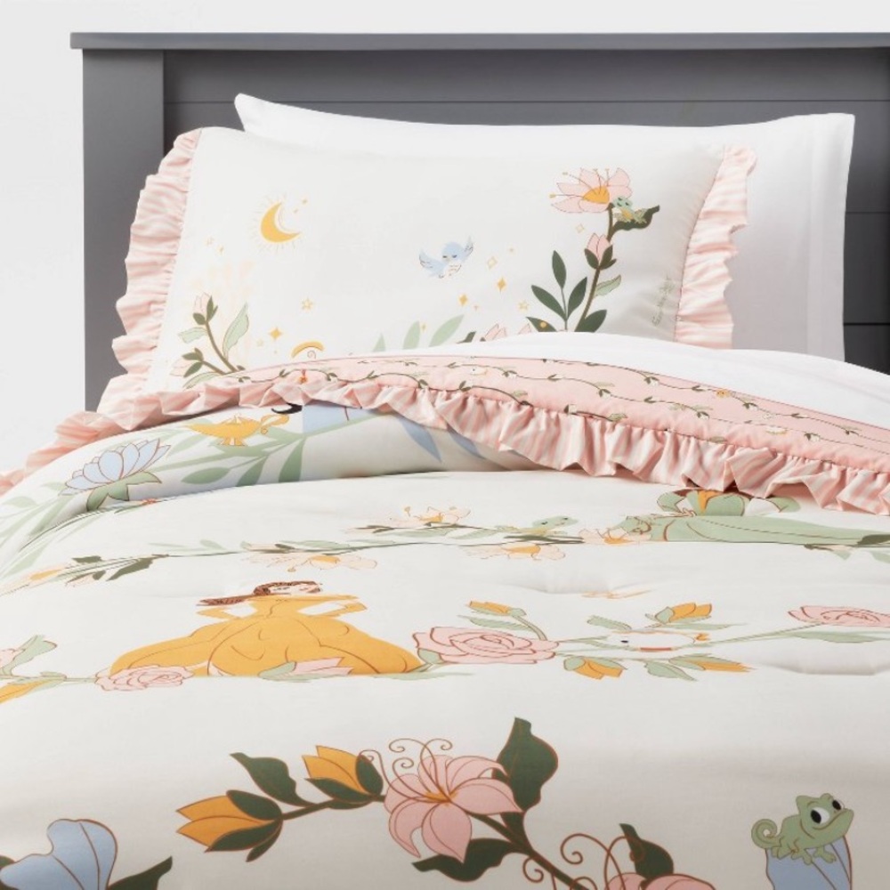 Disney Princess Floral Bedding Set - Cream and Pink